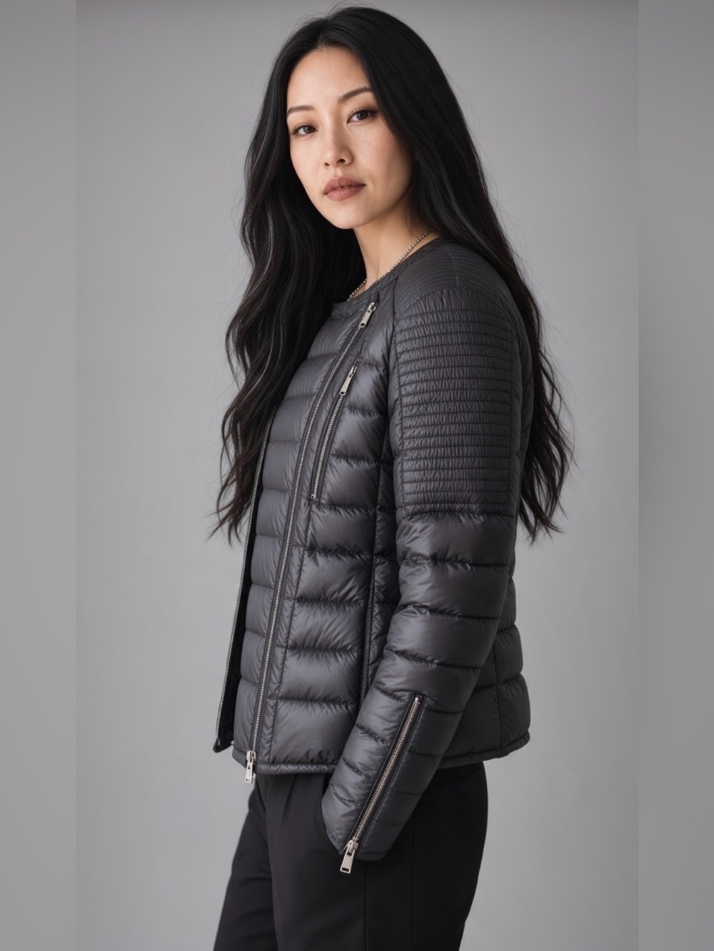 BCBGeneration Quilted Ultra Lightweight Puffer Down Jacket Size L